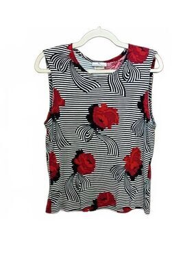 The Travel Collection Women's Floral and Striped Tank Top Size L